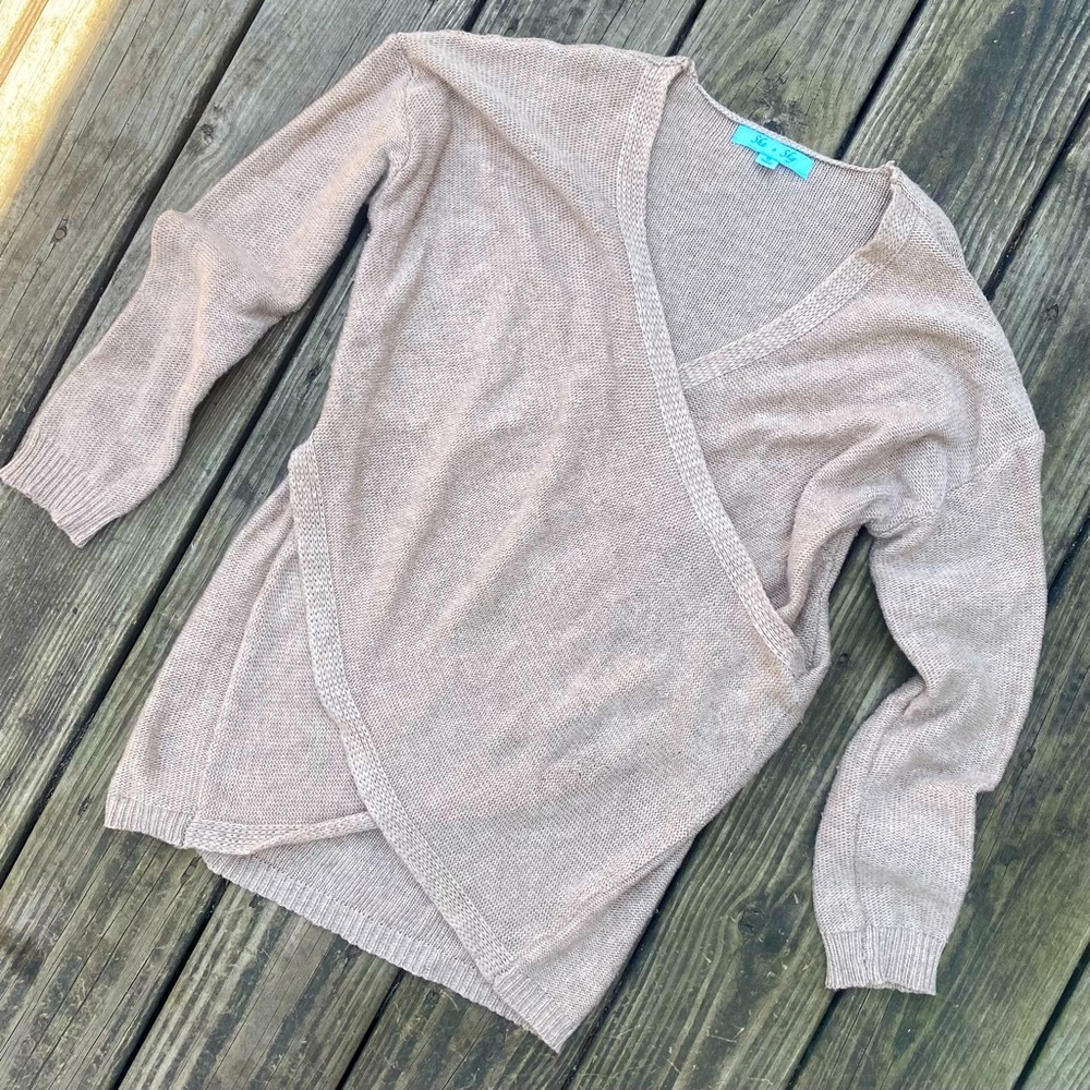 Soft Cozy Wrap-Front Sweater in Oatmeal